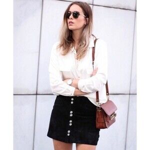 Zara Trafaluc Black Skirt with Button Front Size X-Small